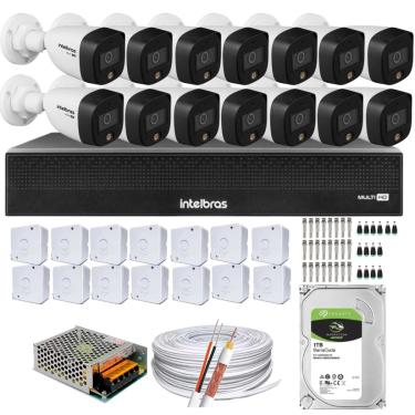 Imagem de Kit 14 Cameras 1220 Full Color Intelbras Dvr Mhdx 16 Ch Color Noite 1TB
