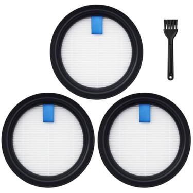 Imagem de YUJINRU Pacote com 3 filtros de substituição compatíveis com aspirador de pó sem fio Tikom V500, filtros laváveis, funciona com aspirador de pó Tikom 40 kpa. Pacote com 3 filtros de vácuo, 1 escova