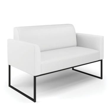 Imagem de Sofá Namoradeira Base Industrial Preto Marisa Corino D03 - D\&#039rossi Cor Branco