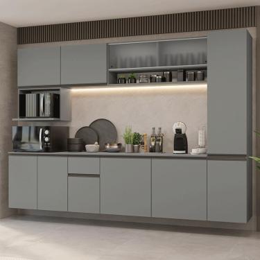 Imagem de Armário De Cozinha Completa 280 Cm Suspensa Cinza Nice Madesa 04