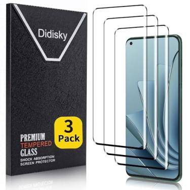 Imagem de Didisky Pacote com 3 protetores de tela para Oneplus 10 Pro (não para 10t, 10) filme de vidro temperado, cobertura total curvada 3D, 9H, fácil de instalar, antiarranhões, sem bolhas