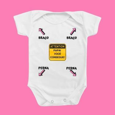 Imagem de Roupinha Body de Bebê Instruções para o Papai Menina Rosa Temático Mim