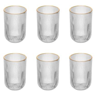 Imagem de Conjunto 6 Copos Altos 430 Ml Lines Fio De Ouro Wolff