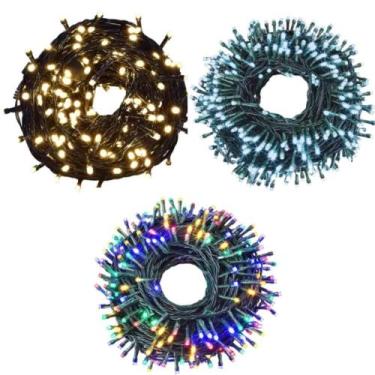 Imagem de Pisca Iluminação Enfeite Natal C/ 100 Leds 9m 8 Funções 127v/220v Fio 