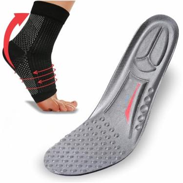 Imagem de Combo de Palmilha Ortopédica Slim Para Alivio de Pressão na Coluna com Esferas nos Pontos de Impacto + Par Meias de Compressão Sem Ponteira Distribuição Sanguínea Alivio Fascite Plantar Esporao Neuroma de Morton (35-40)