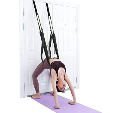 Imagem de Alça de alongamento para ioga, alongador de perna ajustável nas costas, melhora a flexibilidade das pernas nas costas, equipamento de academia em casa para reabilitação, pilates, balé, torcida, dividida, ginástica (preto)