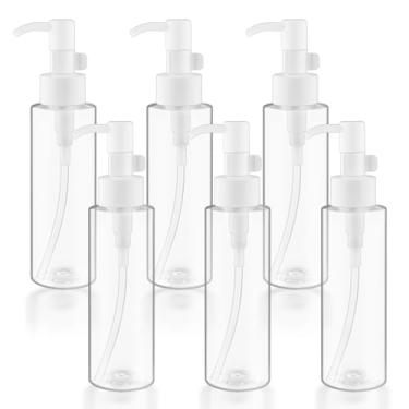 Imagem de 6 frascos de plástico transparentes e vazios para sabonete líquido para lavagem do corpo, xampu, saboneteira, gel, banheiro, cozinha, Transparente., 150ml/5oz
