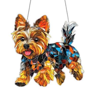 Imagem de Presentes de acrílico colorido para apanhador de sol, janela suspensa para cães com vitral para decoração de casa, decoração de árvore de Natal e arte de jardim, para amantes de cães
