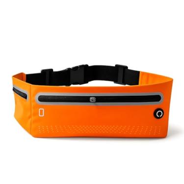 Imagem de Pochete Bolso Duplo fone Corrida Celular Exercicios Academia Impermeavel Slim (Laranja)