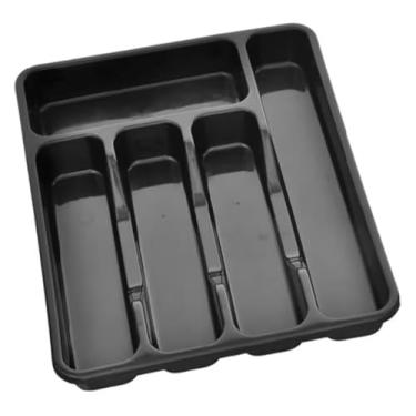 Imagem de Organizador de Talheres para Gaveta, Plástico Preto, Divisórias para Utensílios de Cozinha, Bandeja para Armário