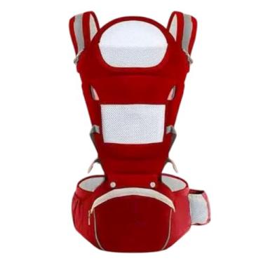 Imagem de Banco De Cintura Para Bebê Canguru Ajustável Bebe Passeio Mochila Infantil Hipseat Carrier Seguro (Vermelho)