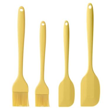 Imagem de Conjunto de espátulas de silicone de 4 peças, utensílios de cozinha para cozinhar, escova de silicone, resistente a altas temperaturas, antiaderente, lavável na lava-louças, para misturar e assar