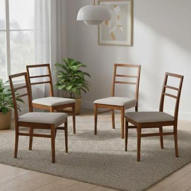 Imagem de Kit 4 Cadeiras Madeira Maciça Assento Estofado Zuzu - Artemobili