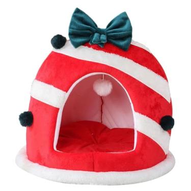 Imagem de Stgfyxgs Casinha de Natal para Gatos, Caminha para Gatos, Almofada Removível E Lavável, Design Fofo de Inverno, Caminha para Gatos E Cachorros, Tendas para Gat