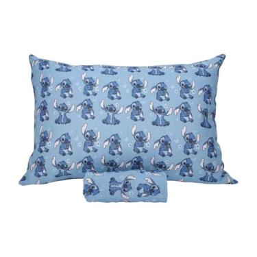 Imagem de Portallar, Jogo Lençol Stitch Blue 2 Peças C/Elástico Menina Menino