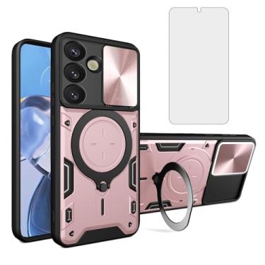 Imagem de Asuwish Capa de telefone para Samsung Galaxy S25 5G capa magnética para câmera deslizante com protetor de tela de vidro temperado e suporte de anel acessórios de celular híbrido S 25 25S SM-S931U