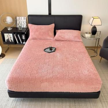 Imagem de ZIQINPSQ Lençol King Size de flanela – 1 lençol de cama quente de inverno com bolso profundo (38 cm), resistente ao encolhimento e desbotamento, qualidade hoteleira, coral claro