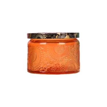 Imagem de Suporte de vela de vidro para luz de chá com tampa, luzes de chá coloridas, suportes de velas, centros de mesa para festa de casamento, castiçais votivos de vidro peças centrais de casamento (laranja)