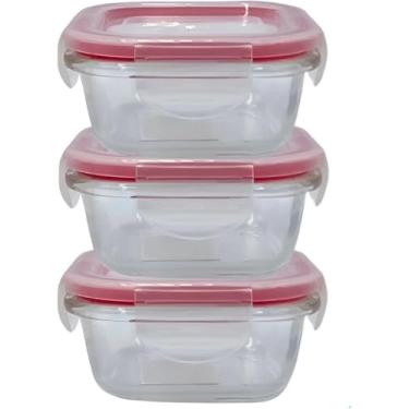 Imagem de Conjunto 3 Potes Quadrados 170ml Vidro Comida Marmita (sto3138)