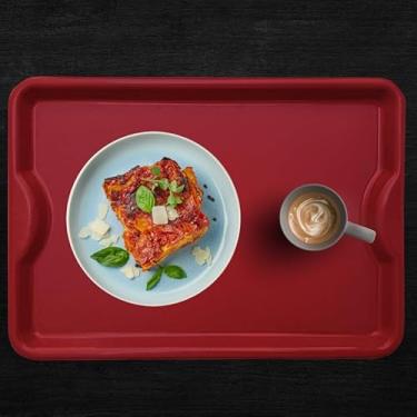 Imagem de Bandeja de Plastico Grande Multiuso 48x33cm Atividade Escolar, Lanchonete, Restaurante, Eventos, Decoração, Casa, Cozinha (Vermelho)