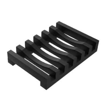 Imagem de Caixa de sabão bandeja de esponja flexível design oco suporte de sabão escorredor à prova d'água barra saboneteira cozinha (preto)