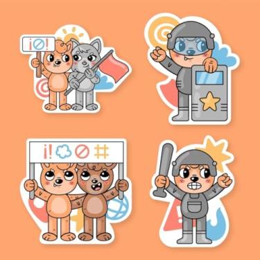 Imagem de Adesivos fofos Kawaii para decoração infantil parede e cadernos com personagens divertidos 30x30cm