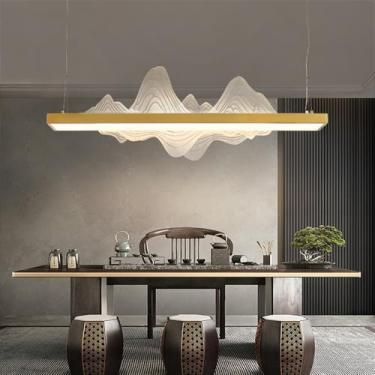 Imagem de Luminária pendente contemporânea de LED para restaurante, estilo chinês retrô, criativa, para balcão de bar, sala de estar, quarto, escritório, hotel ou casa de chá (Estilo 3 L120CM)