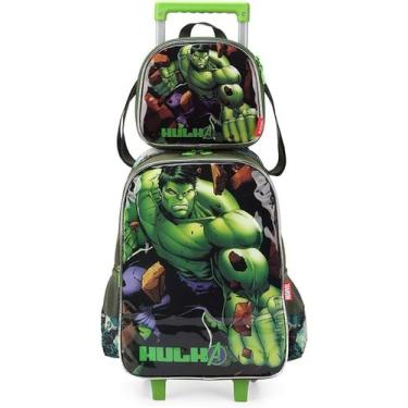 Imagem de Kit escolar HULK grande 2 repartições, lancheira e porta lapis - Up4yo