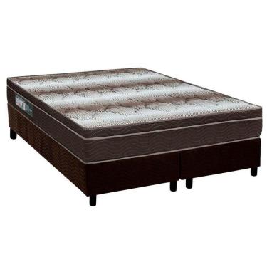 Imagem de Cama Box Queen: Colchão Ortopédico Ortobom Light Ortopillow + Base Crc Suede Brown(158x198)