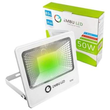Imagem de Refletor Led Smd Branco 50W Bivolt Ip66 Luz Verde - EMBULED, Bivolt