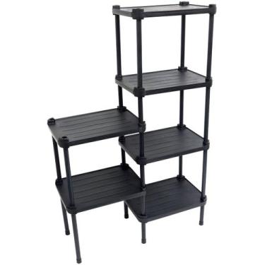 Imagem de Estante de Plástico Modular Multiuso 6 Prateleiras 2 Torres Preta Mont