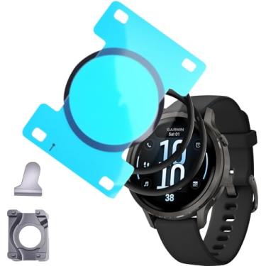 Imagem de Pacote com 3 protetores de tela para Garmin Venu 4 de 41 mm com kit de instalação de alinhamento automático, película protetora de cobertura de tela completa 3D para Garmin Venu 4 de 41 mm, clareza HD