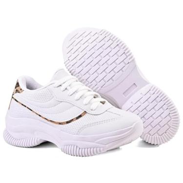 Imagem de THOWS Tênis Feminino Casual, Confortável para Passeio, Leve e Resistente (Branco Onça, BR, Adulto, Numérico, 39)