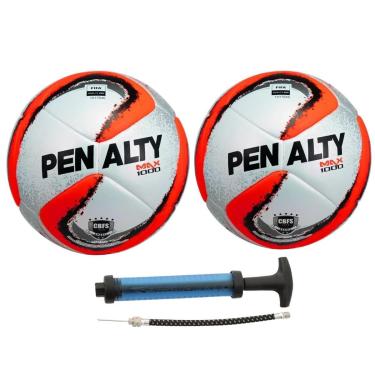 Imagem de Kit 02 Bola De Futsal Penalty Max 1000 Oficial CBFS Selo FIFA+01 Bomba De Ar Penalty Sac Dupla Ação-Masculino