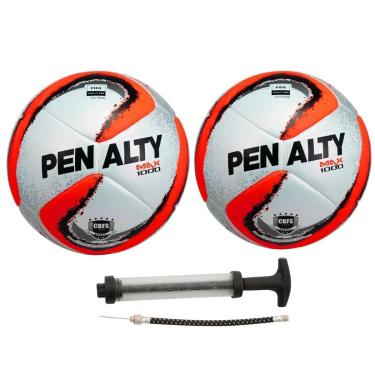 Imagem de Kit 02 Bola De Futsal Penalty Max 1000 Oficial CBFS Selo FIFA+01 Bomba De Ar Penalty Sac Dupla Ação-Masculino