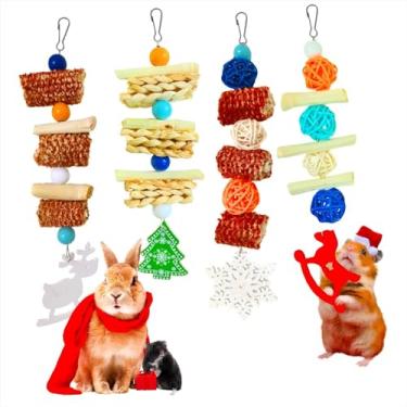 Imagem de XLpeixin Brinquedos para mastigar coelhos, chinchila natural para mastigar e guloseimas, brinquedos de coelho para porquinhos-da-índia, hamster, gerbos, chinchila e outros animais de estimação