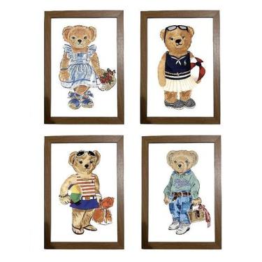Imagem de Kit quadro decorativo ursa esporte RL polo rauph lauren quarto criança