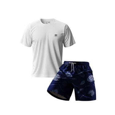 Imagem de Conjunto Masculino Short Estampado Praia E Camiseta Dry Academia Verão Básica Casual-Masculino