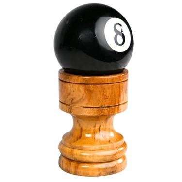 Imagem de collectiblesBuy Suporte de madeira feito à mão com 8 bolas vintage decoração de bilhar para mesa de escritório em casa, acessório de bar exclusivo presente para homens e amantes de esportes