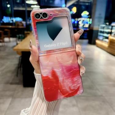 Imagem de Capa para Z Fold6 com tinta artística Halo e textura de concha, capa protetora fofa (para Z Fold6/A)