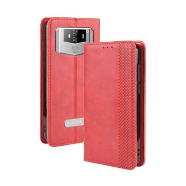 Imagem de Capa para Oukitel K12 2019,Retro Flip magnético,Caso de telefone de couro PU,Design de carteira com 3 slots de cartão e 1 clipe de dinheiro -Red