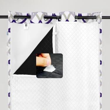 Imagem de DriftAway Forro de cortina acolchoado com isolamento térmico à prova de som para quarto, barreira de som, blecaute, calor frio, redução de ruído, economia de energia, 102 x 203 cm, branco acinzentado