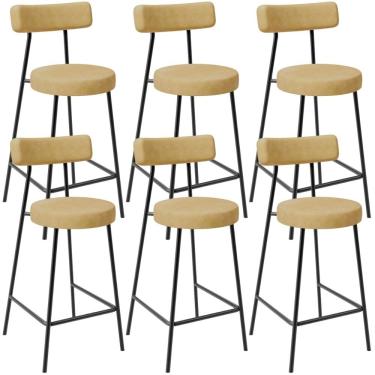 Imagem de Kit 06 Banquetas Baixa Para Cozinha Sala De Jantar Bar Bancada Milão L02 Couríssimo Fendi  - Lyam Decor 