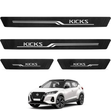 Imagem de Jogo de Soleira Kicks 2016 a 2024 Texturizado 4 Peças Preto