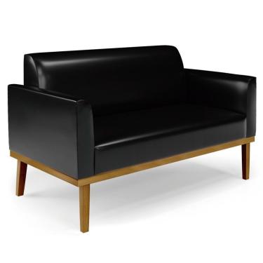 Imagem de Sofá Namoradeira Base Madeira Castanho Maressa Sintético Pu Preto - Ibiza