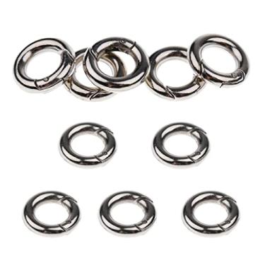 Imagem de barenx Chaveiro mosquetão, design redondo com 10 peças, clipe de chaveiro de metal sólido, clipe de chave, organizador de chaves