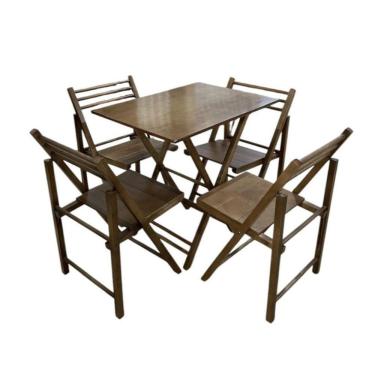 Imagem de Conjunto Dobrável Com Mesa E 4 Cadeiras Castanho