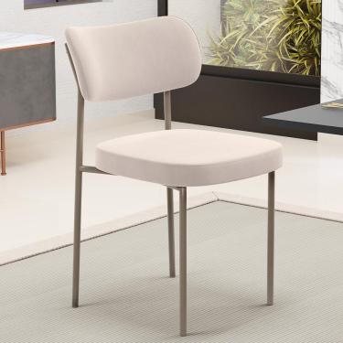Imagem de Cadeira Decorativa Sala De Jantar Melina Base Arena L02 Suede Bege - Lyam Decor