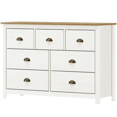 Imagem de Comoda 7 Gavetas Madeira Maciça 125 Cm 9174 Branco Freijo Milani Store