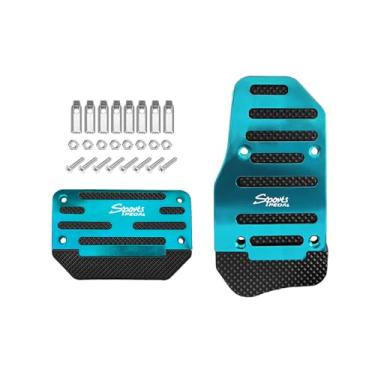 Imagem de HQRNYP 2 peças, capa antiderrapante para pedal de carro, capa de pedal de freio, protetor de pedal de freio automotivo de liga de alumínio, kit de protetor de pedal de acelerador de transmissão